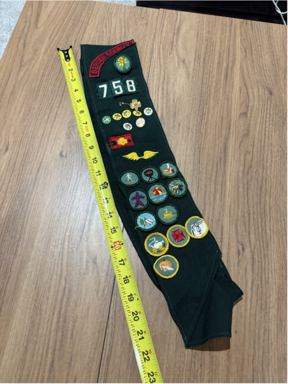 Vintage Girl Scout Sash Troop 758 Badges Pins Patches 1970s 1980s